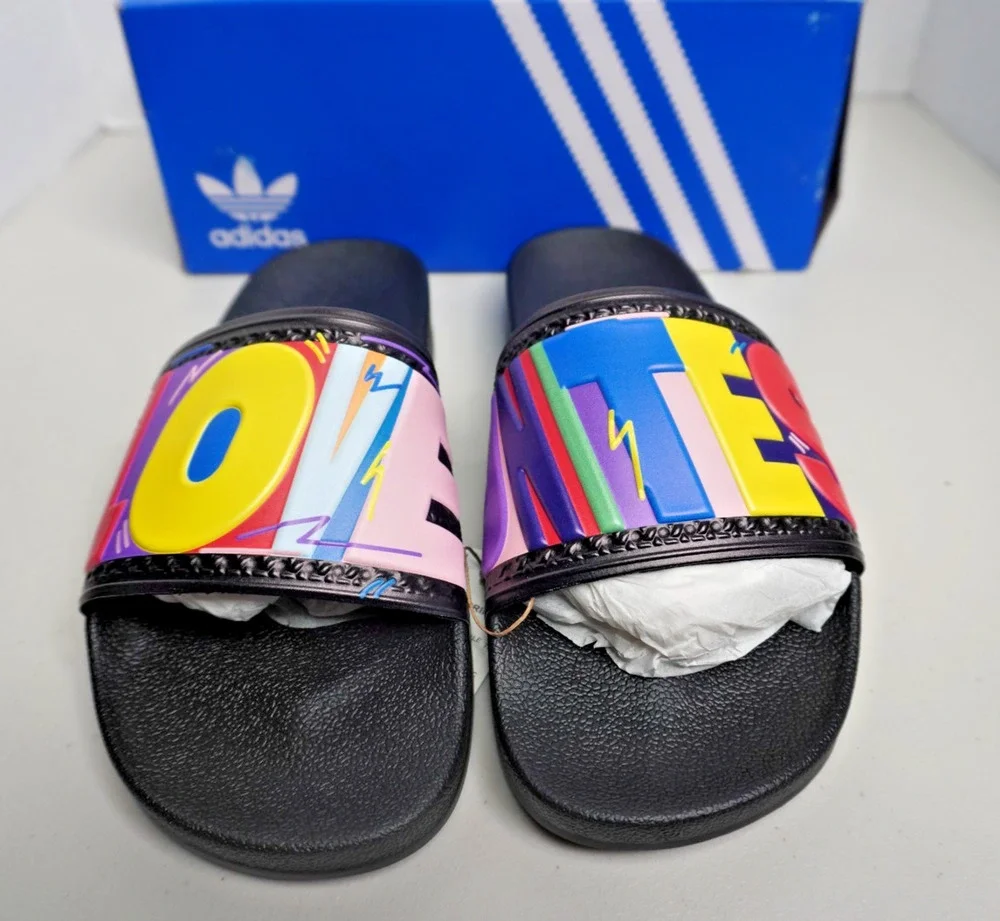 Adidas Originals Adilette Pride Mens Slides Slip Ons Love Unites NWT